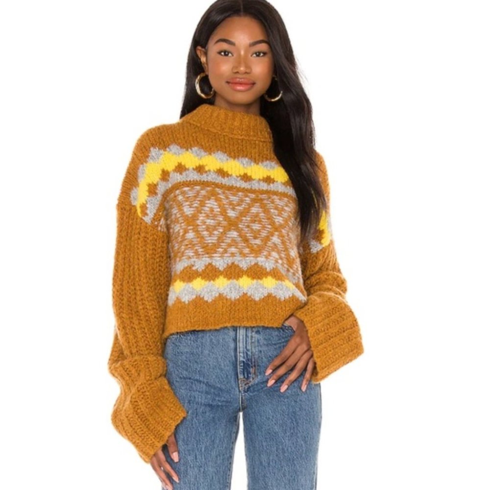 Free People Alpine Crop Mock Neck Sweater | S